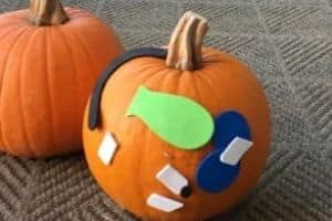 pumpkin decorated by young toddler