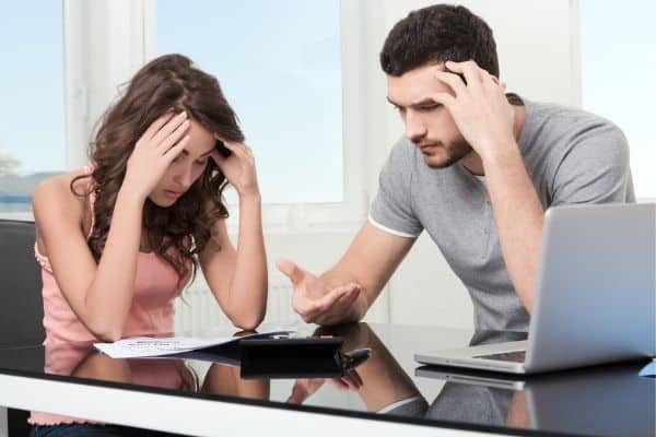 couple stressed over bills