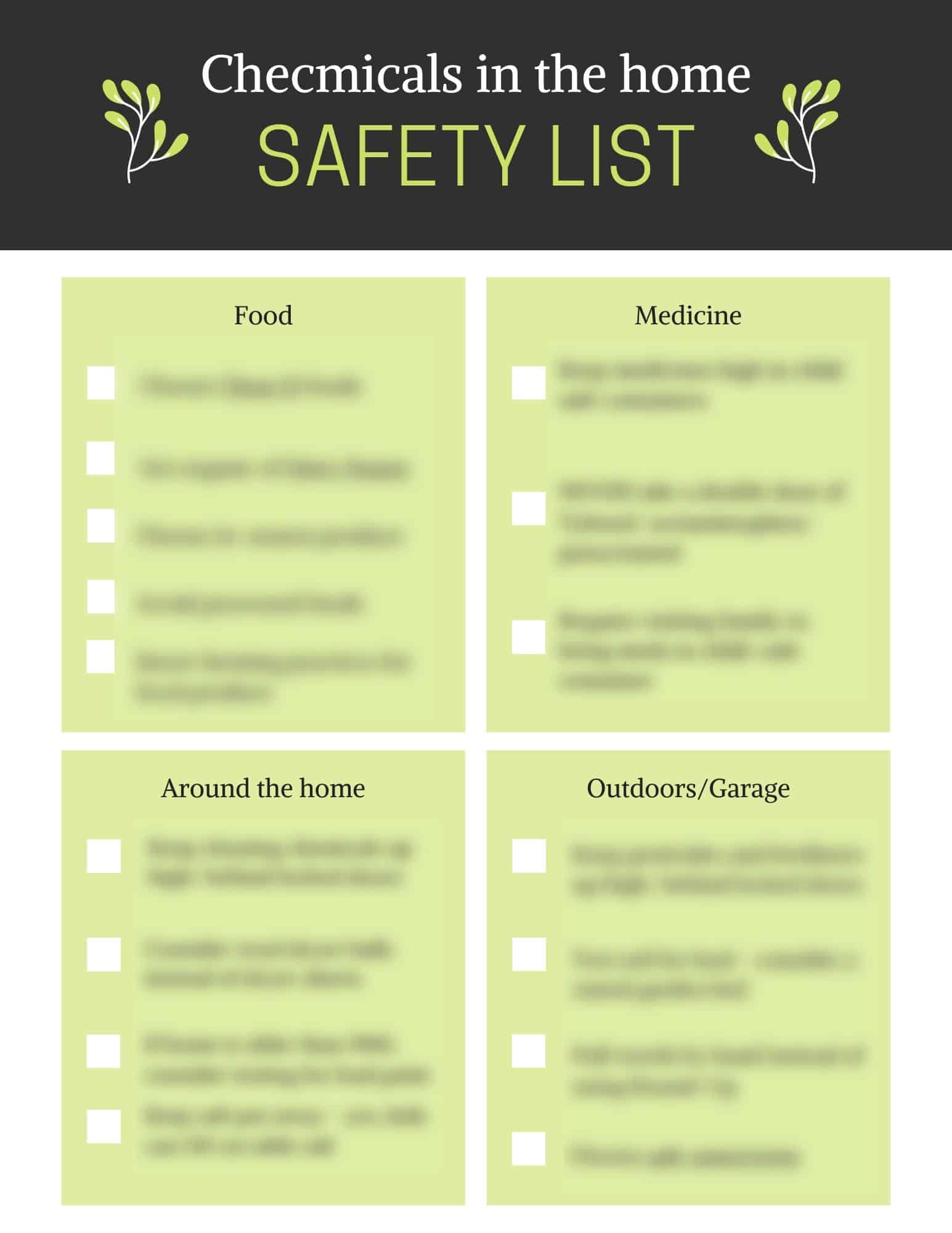 Chemical safety checklist for home