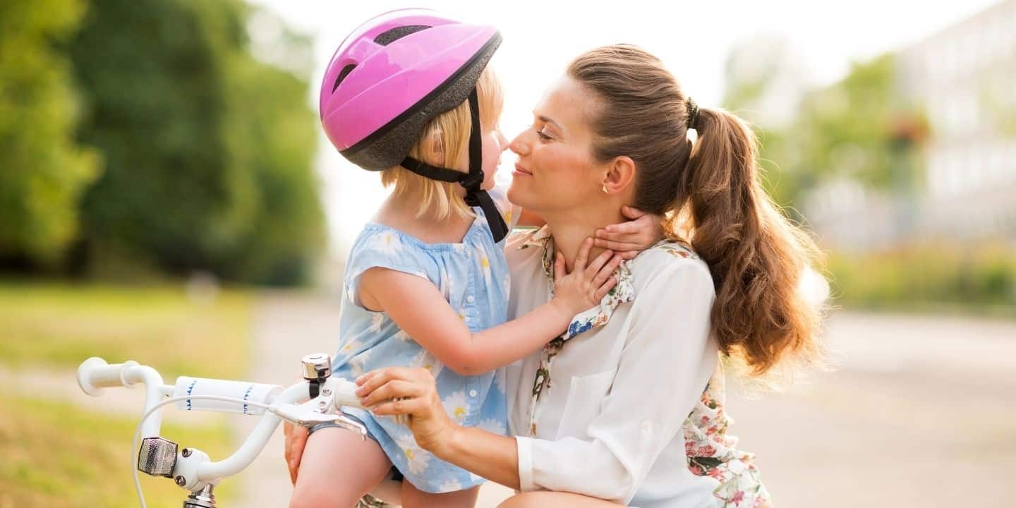 mom and daughter bicycle
