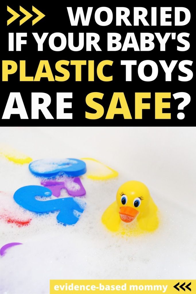 Pin with picture of rubber ducky that says "worried if your baby's plastic toys are safe?"