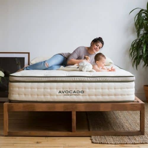 Mother and baby relaxin on Avocado Green Mattress
