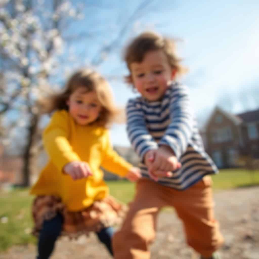 kids playing in backyard