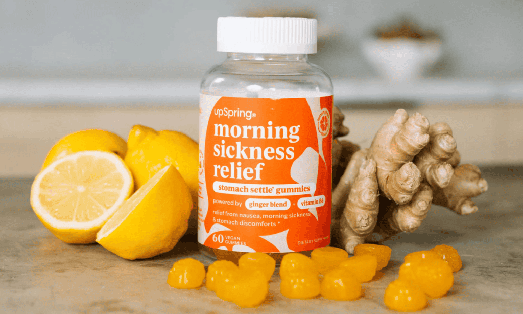Upspring morning sickness gummies in a lemon ginger combination