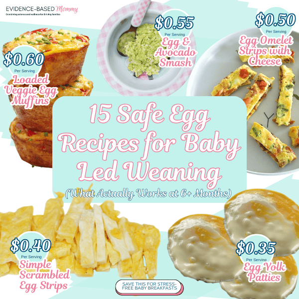 Egg recipes for baby led weaning: 15 soft egg preparations like strips, muffins, and scrambles safe for six-month-olds.